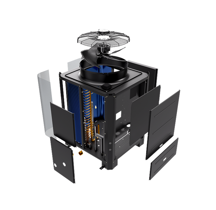 Exploaded view of 40kW commercial unit.