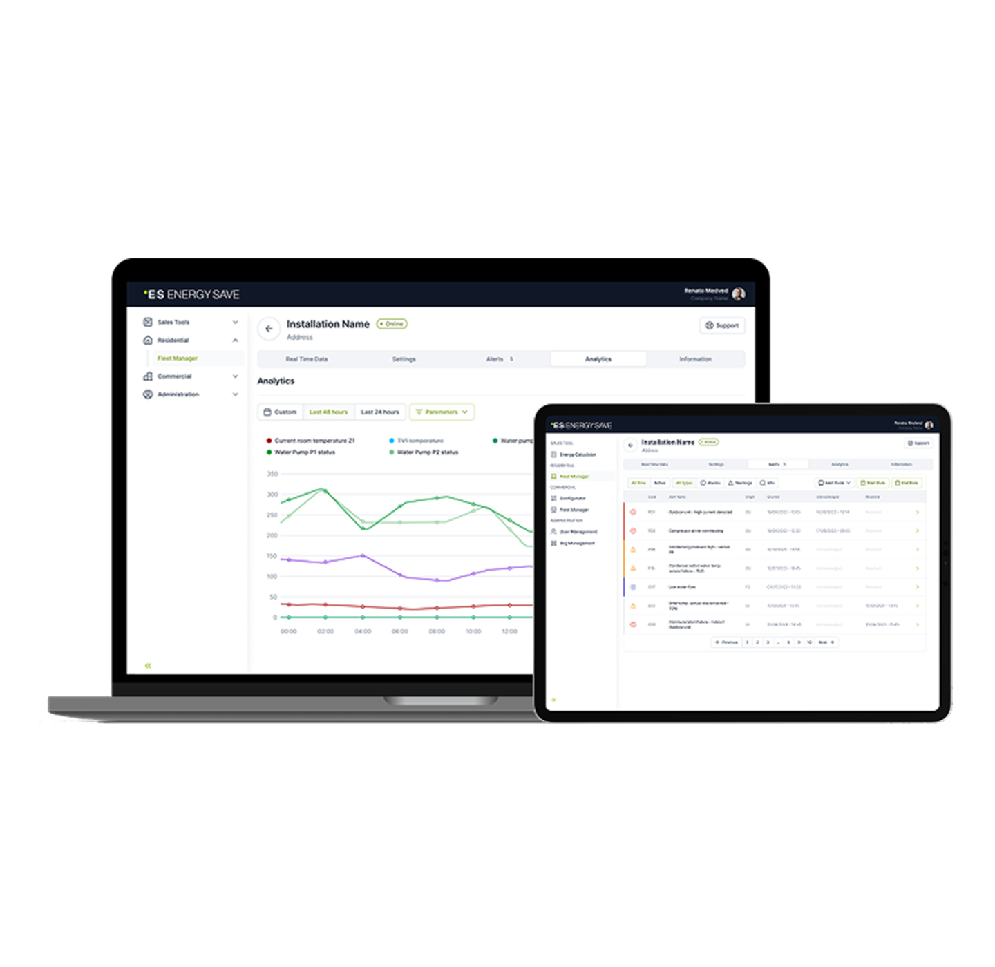 Tablet and laptop showing user interface of digital tools for professionals