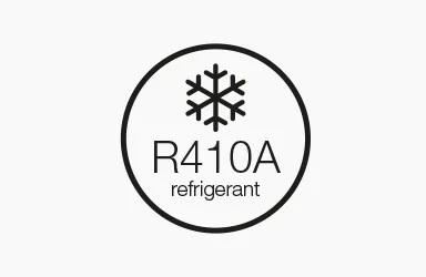Icon for R410a refrigerant used in heat pump systems.