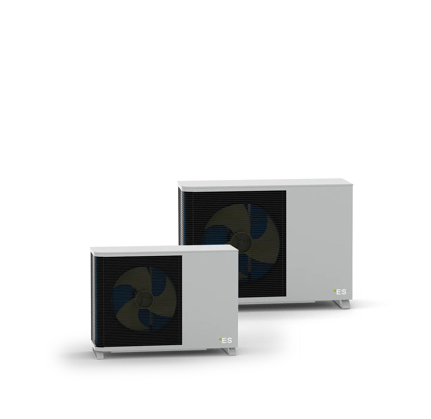 R32 split heat pump outdoor units in two sizes.