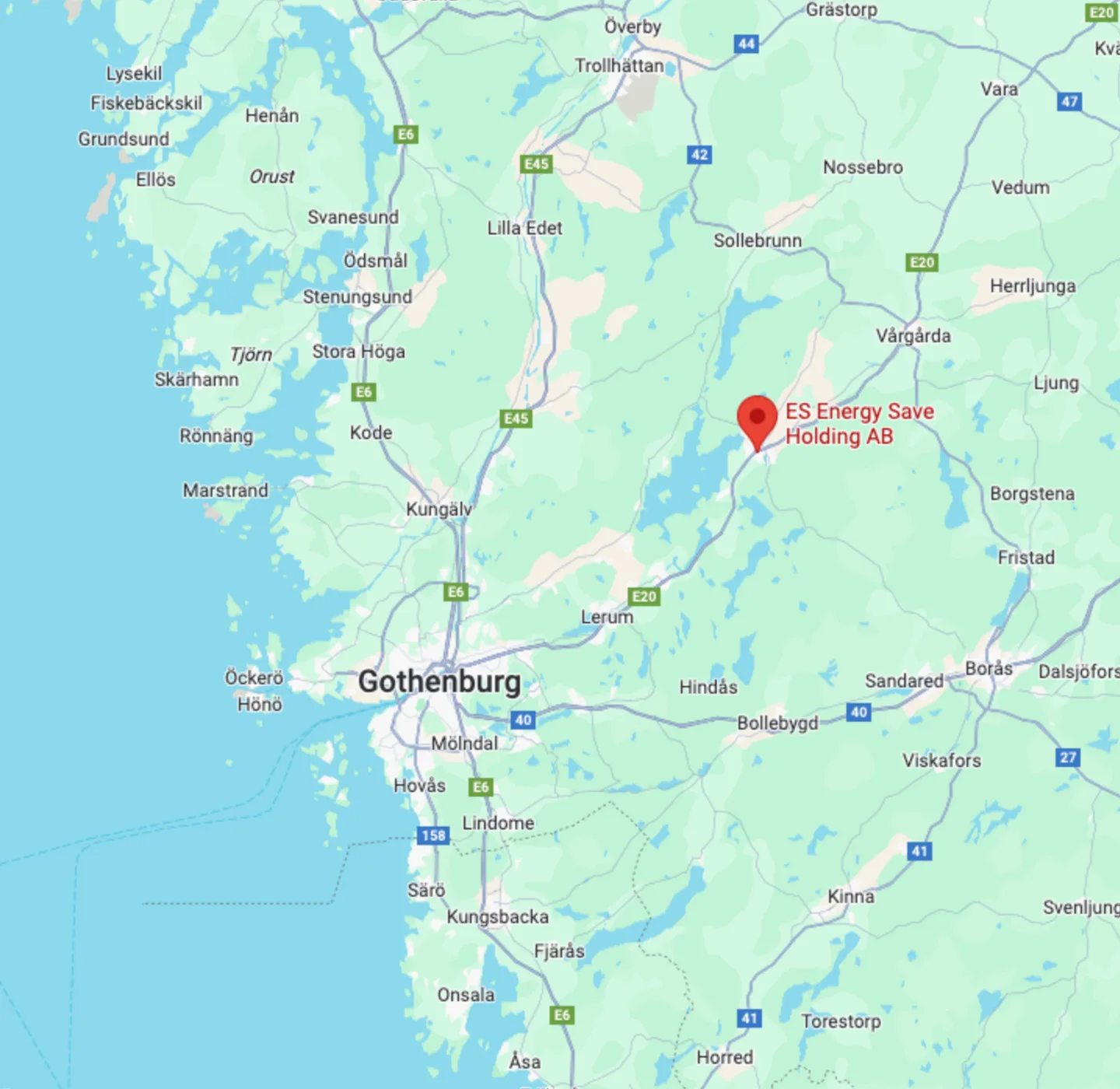 Map showing where Energy Saves HQ is place. In Alingsås outside Gothenburg.