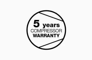 Icon for 5 years compressor warranty on heat pumps.