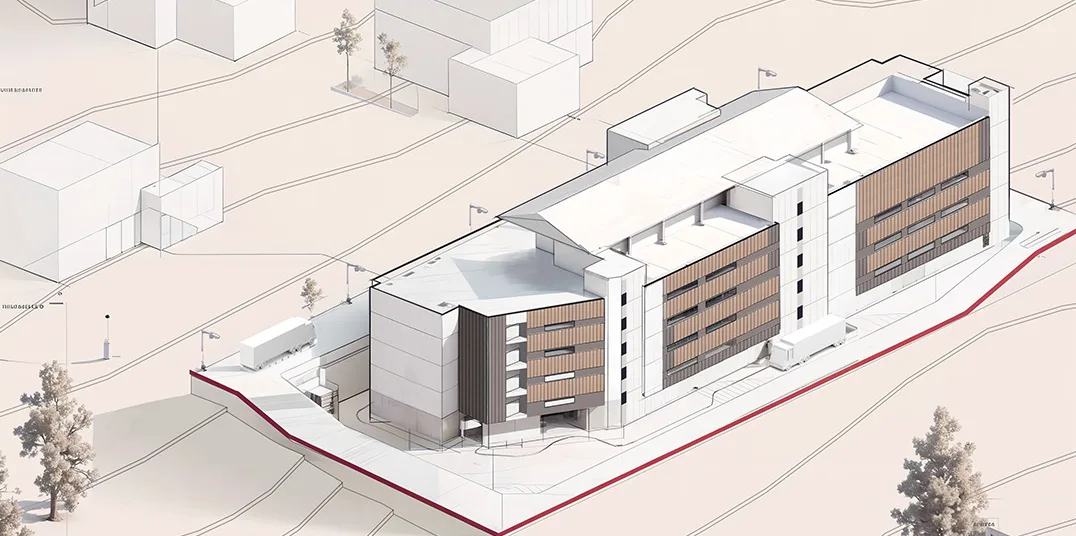 Sketch of a European sustainable energy factory marking a milestone in our green transition.